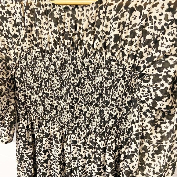 Rebecca Taylor | Ruched Oska Midi Smocked Silk Blend Dress Size Small - Picture 9 of 13